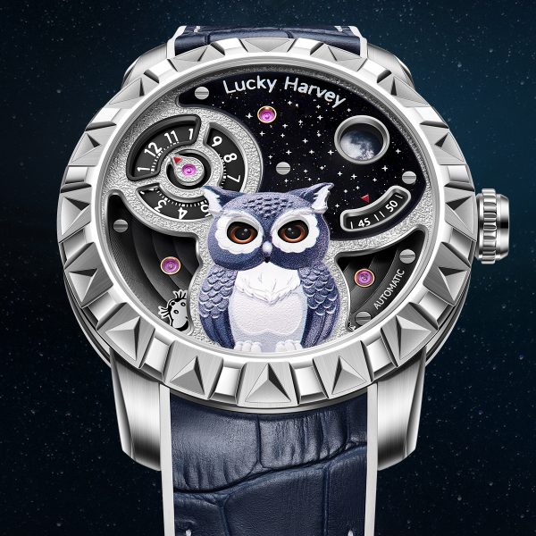 Owl Watch Three Triple Mechanical Doll Rose Gold - Image 2