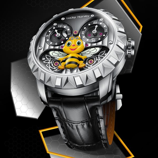 Lucky Harvey Sapphire Luminous Men Rose Gold Bee Watch - Image 10