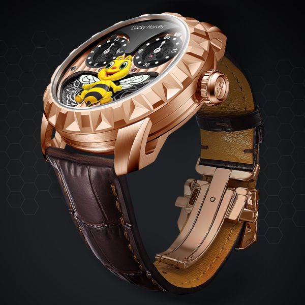 Lucky Harvey Sapphire Luminous Men Rose Gold Bee Watch - Image 4