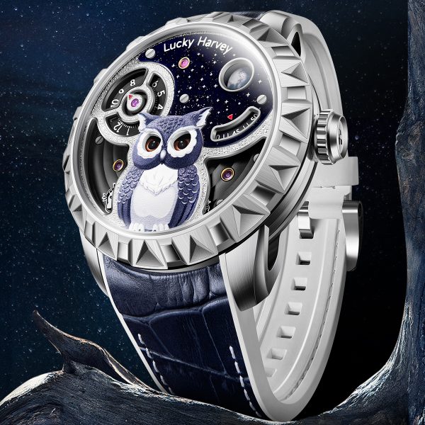 Owl Watch Three Triple Mechanical Doll Rose Gold - Image 5