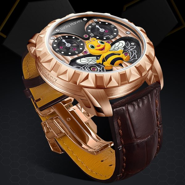 Lucky Harvey Sapphire Luminous Men Rose Gold Bee Watch - Image 5