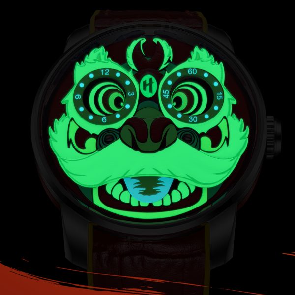 Lucky Harvey Unique Men Sapphire Green Lion Dance Watch - Image 6